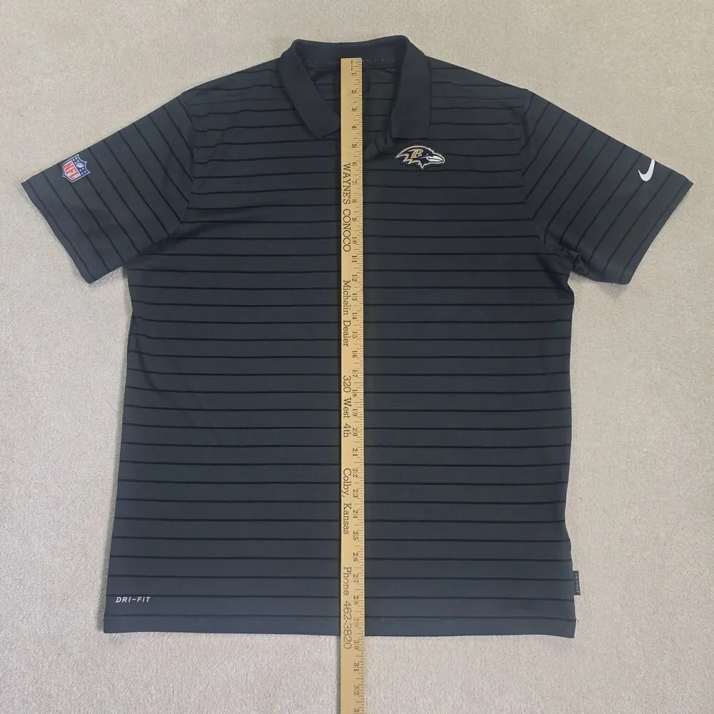 Baltimore Ravens Shirt Men's Large Gray NFL Football Dri Fit On Field Nike Polo
