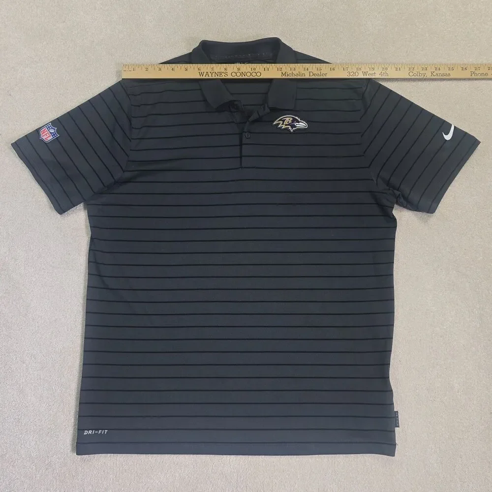 Baltimore Ravens Shirt Men's Large Gray NFL Football Dri Fit On Field Nike Polo
