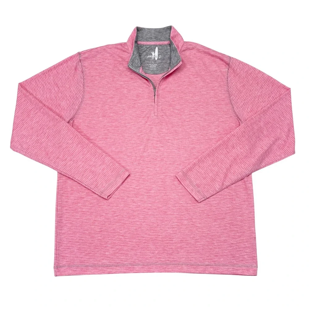 Johnnie O Jameson 1/4 Zip Pullover Sweater Men Size Large Pink 1/4 Zip Knit Golf