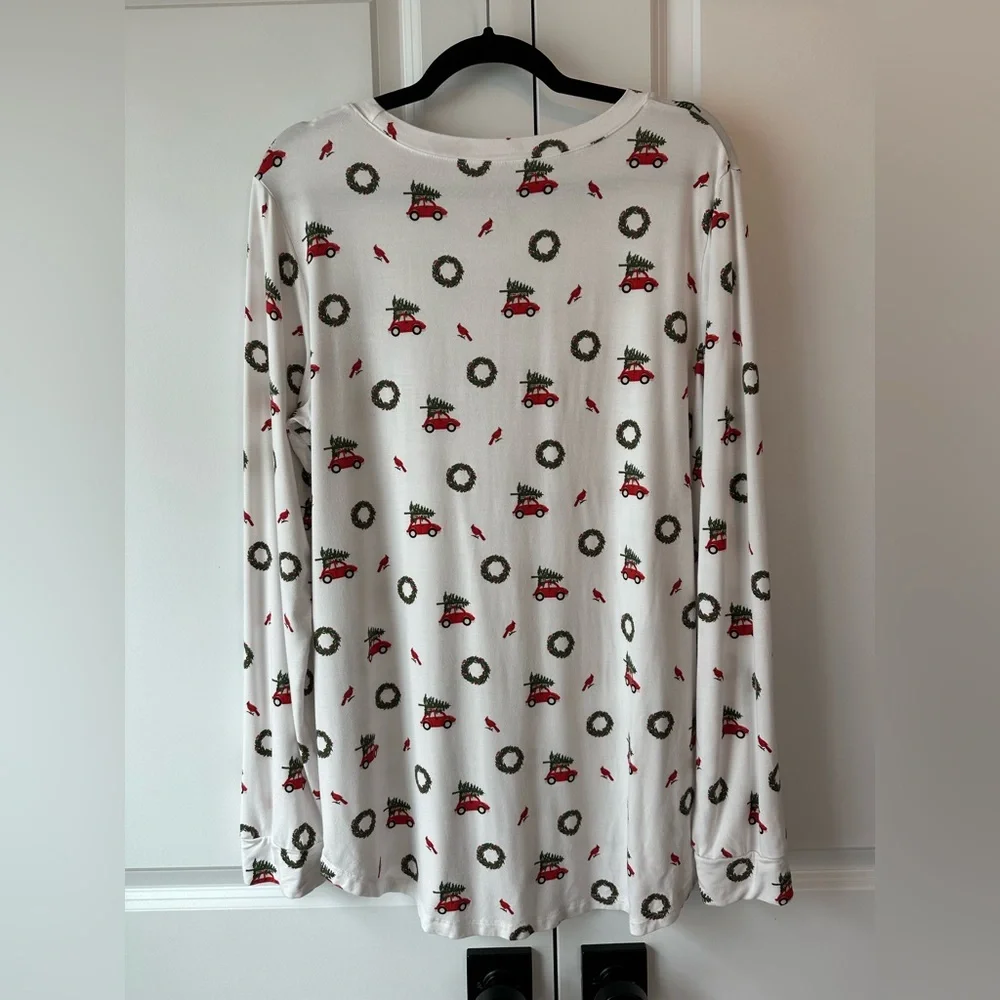Kyte Women’s Christmas’s Holiday Wreath Long Sleeve Bamboo Pajama Top (Size XL)