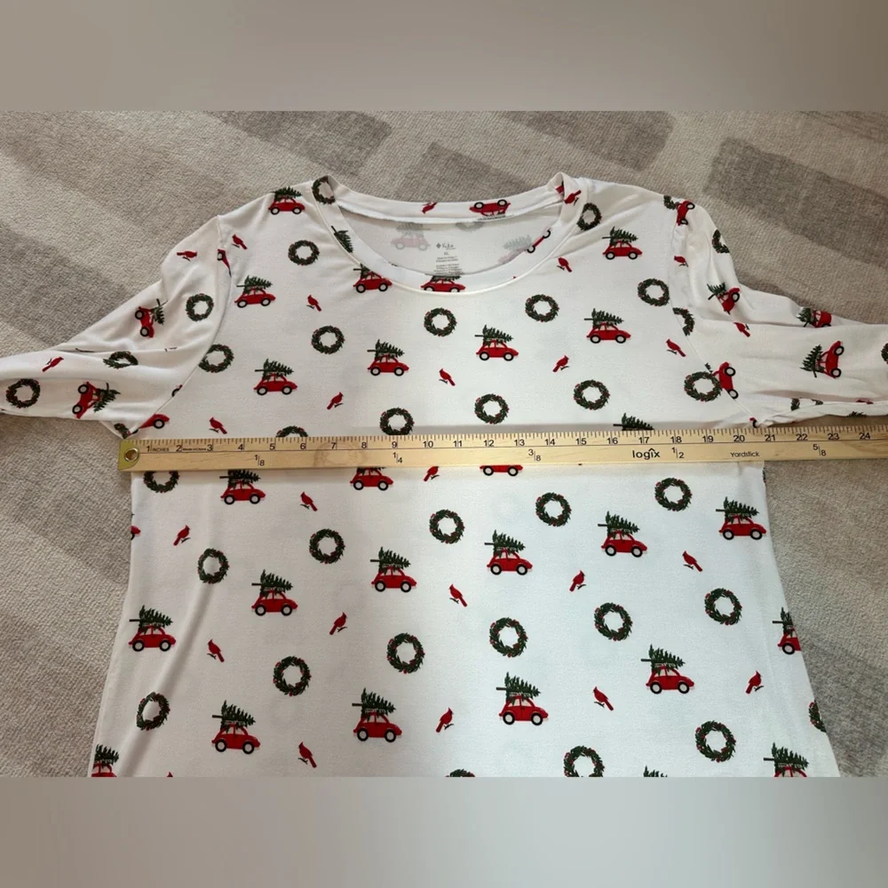 Kyte Women’s Christmas’s Holiday Wreath Long Sleeve Bamboo Pajama Top (Size XL)