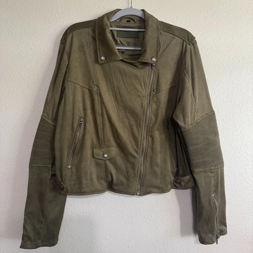 BLANKNYC Moto Jacket Women's Large Smokey Sage Asymmetrical Zip‎ Retro Biker