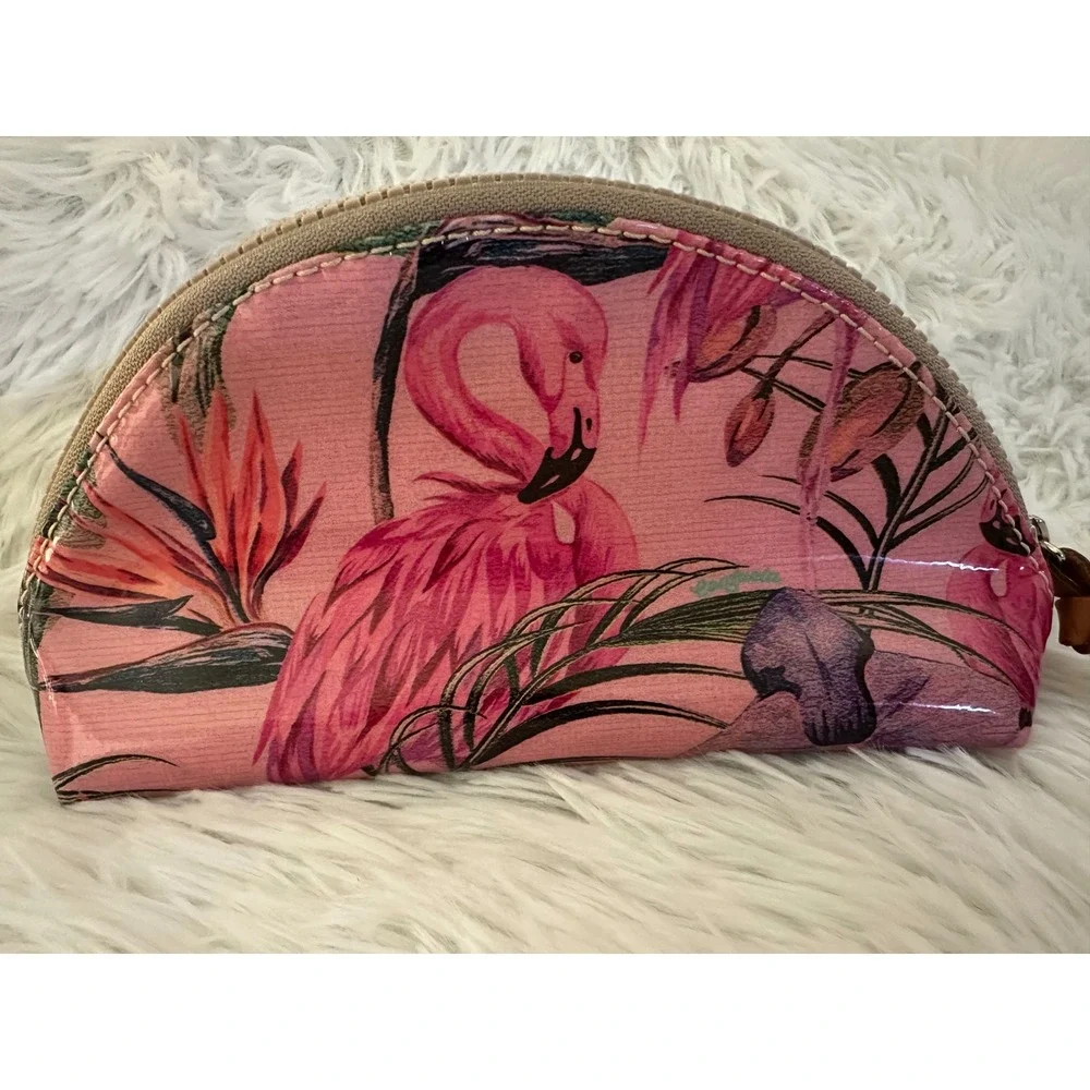 Consuela Brynn Flamingo Cosmetic Toiletry Makeup Bag Case Pouch Rare‎ HTF