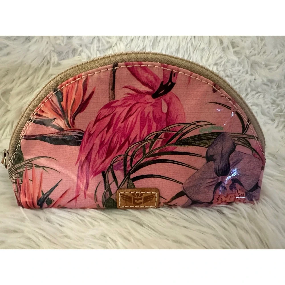 Consuela Brynn Flamingo Cosmetic Toiletry Makeup Bag Case Pouch Rare‎ HTF