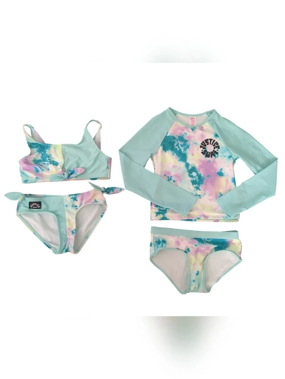 Two Sets Justice Girls 2-Piece Swimsuits (Size S/7/8)