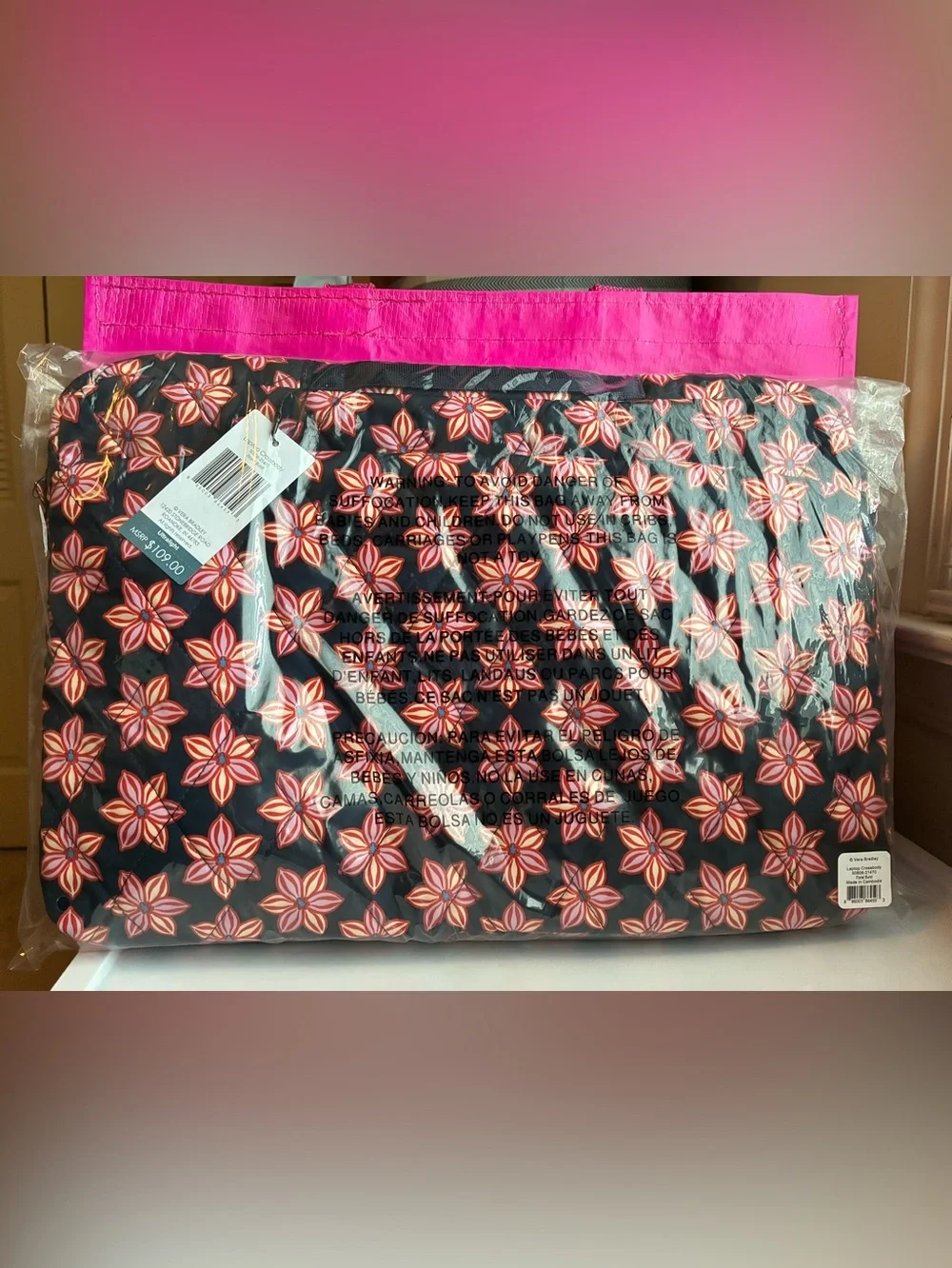 Vera Bradley laptop Crossbody case ultralight floral bursts navy red
