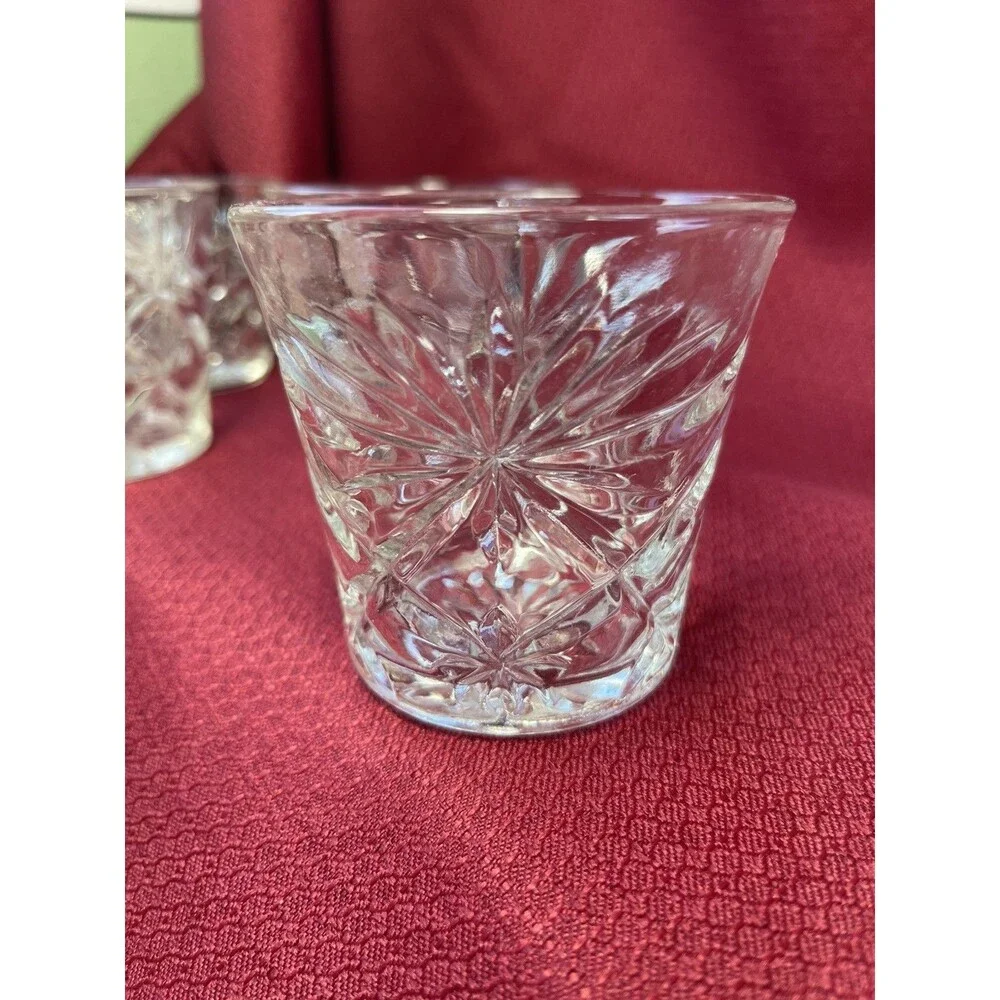 7 Anchor Hocking Clear Oatmeal Flared 3” Tumbler Glass Vintage