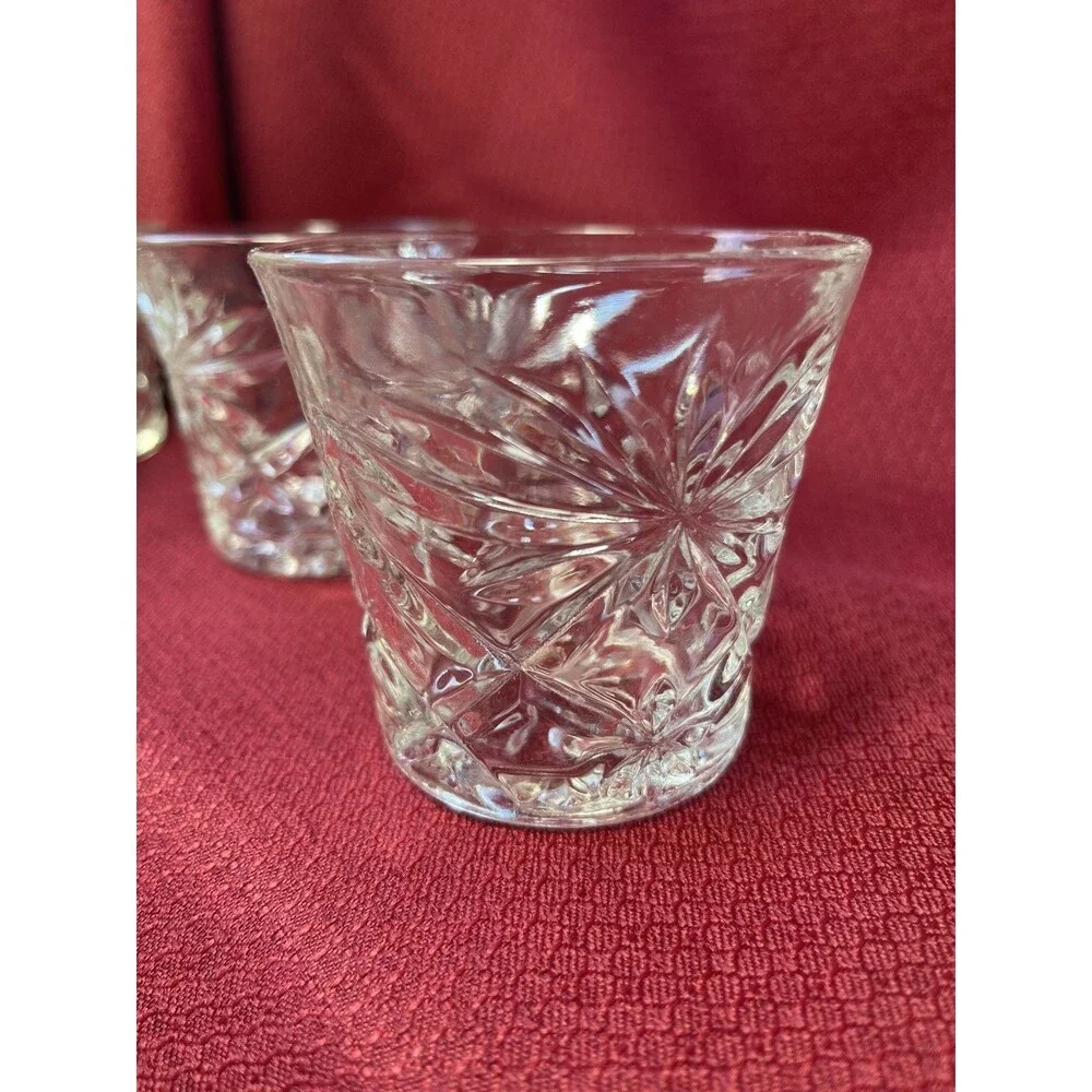 7 Anchor Hocking Clear Oatmeal Flared 3” Tumbler Glass Vintage