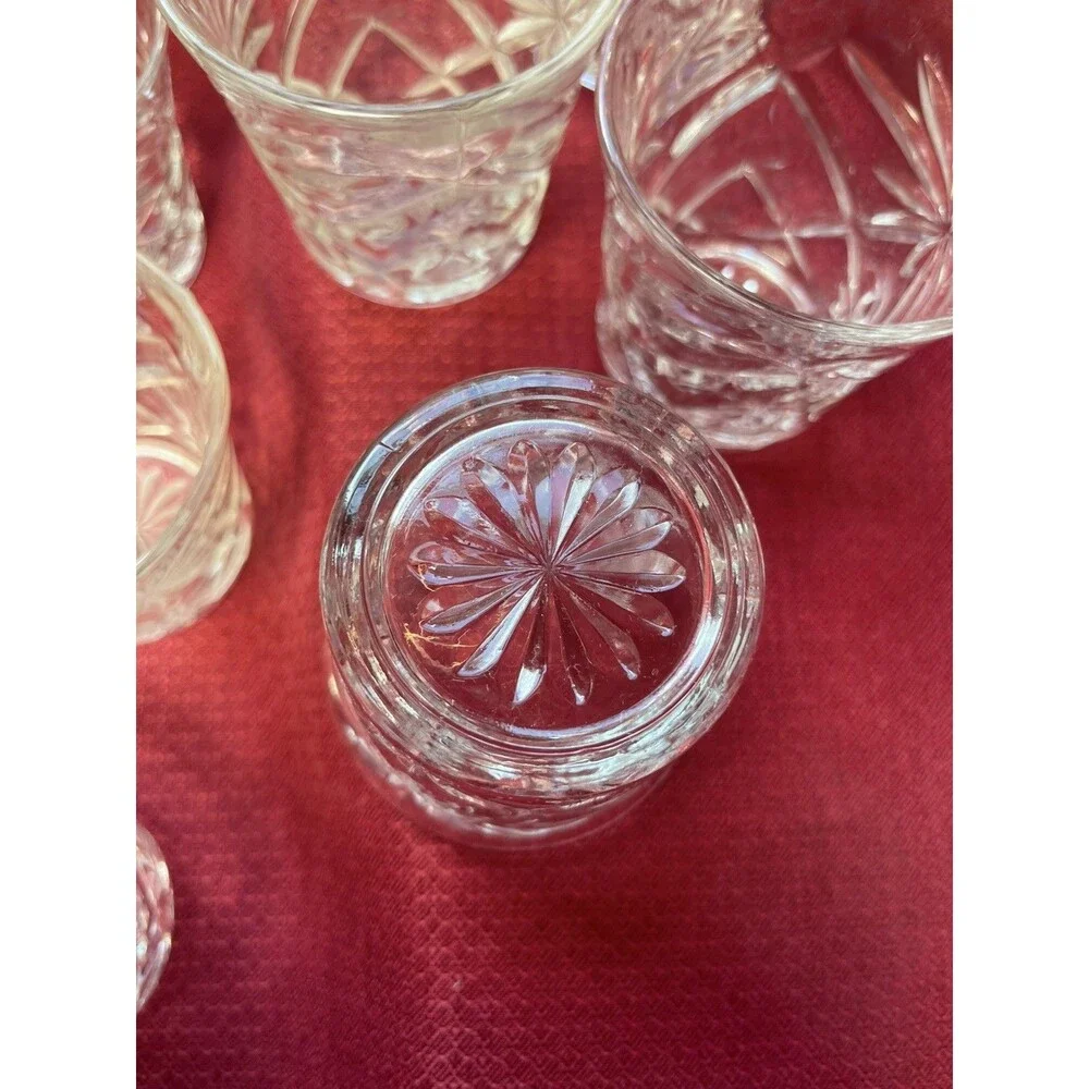 7 Anchor Hocking Clear Oatmeal Flared 3” Tumbler Glass Vintage