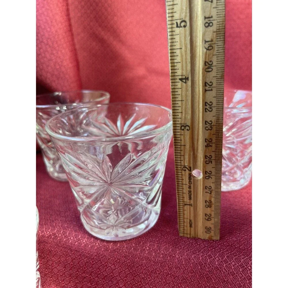 7 Anchor Hocking Clear Oatmeal Flared 3” Tumbler Glass Vintage