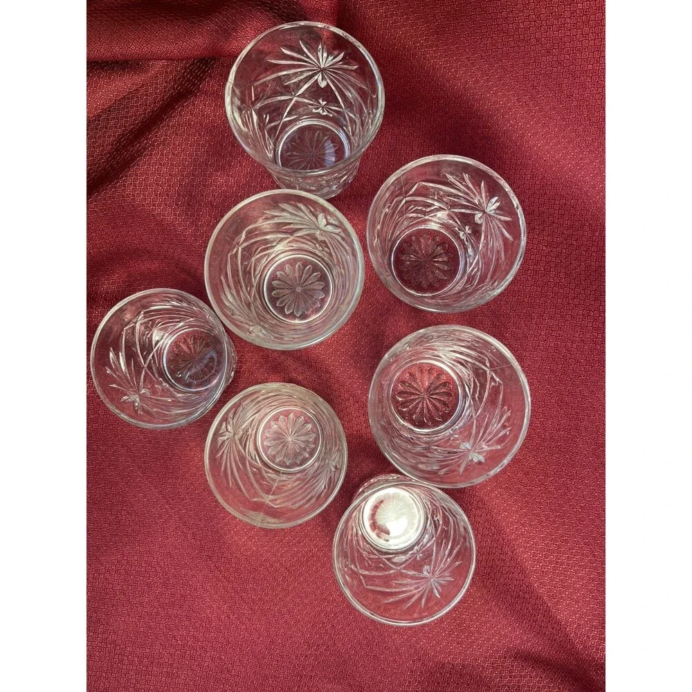 7 Anchor Hocking Clear Oatmeal Flared 3” Tumbler Glass Vintage