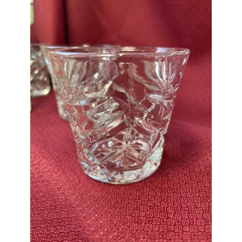 7 Anchor Hocking Clear Oatmeal Flared 3” Tumbler Glass Vintage