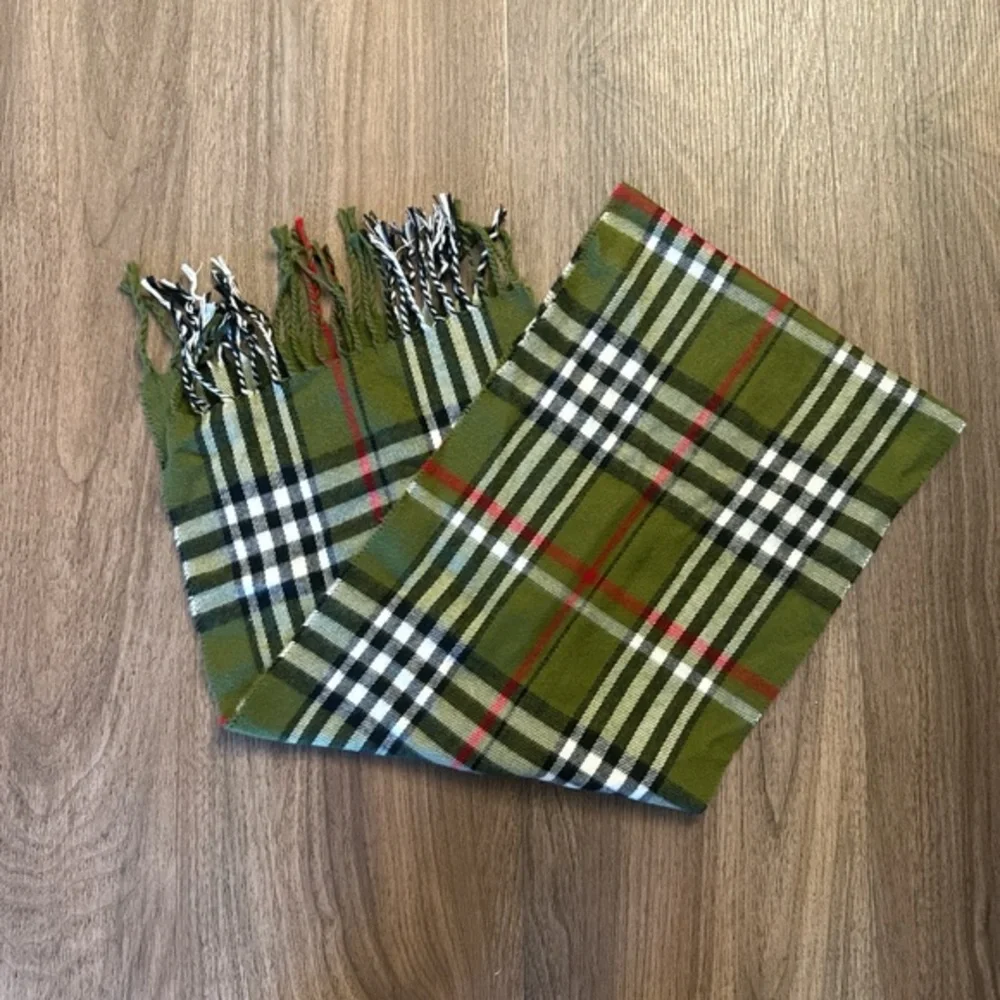 Olive Green Plaid Fringe cashmere Scarf