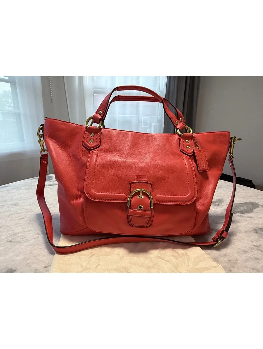 Coach Campbell Belle Carryall Red Leather Bag