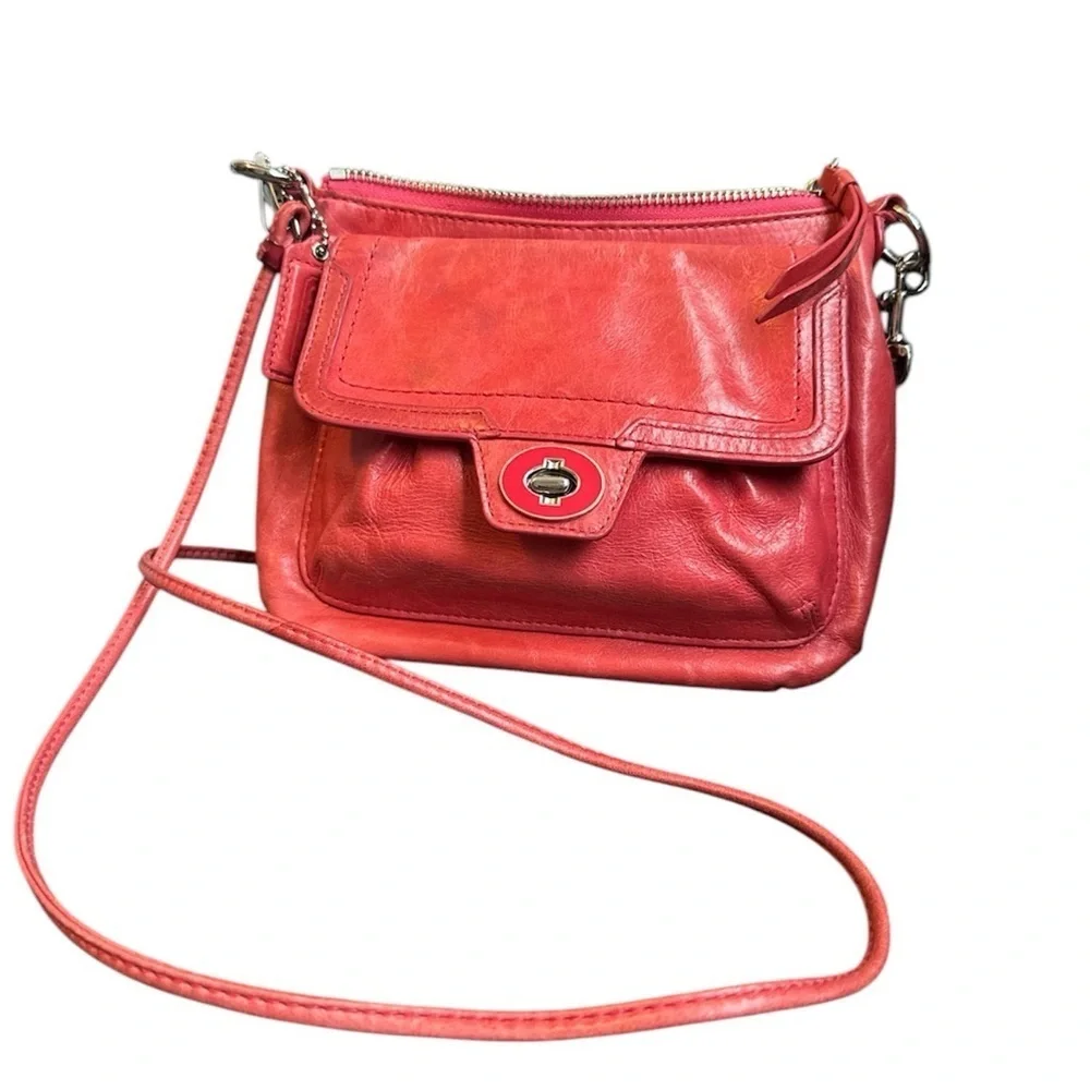 Pink Coach Poppy Leather Crossbody Mini Bag