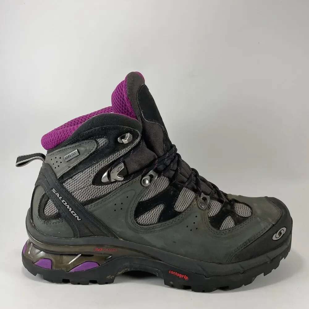 Salomon Comet 3D GTX Womens Size 9.5 Grey Purple Waterproof Hiking Boots 328088