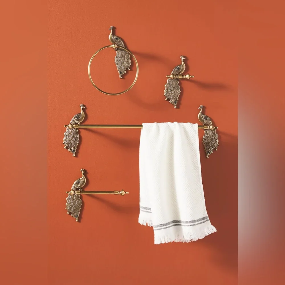 Anthropologie Brass Peacock Wall Hook