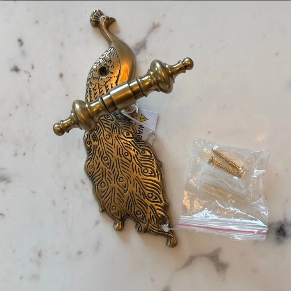 Anthropologie Brass Peacock Wall Hook