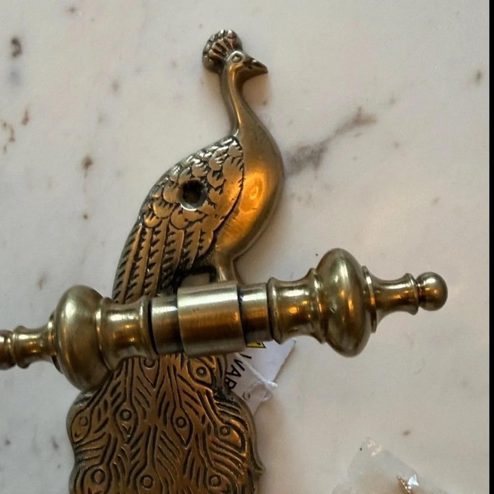 Anthropologie Brass Peacock Wall Hook