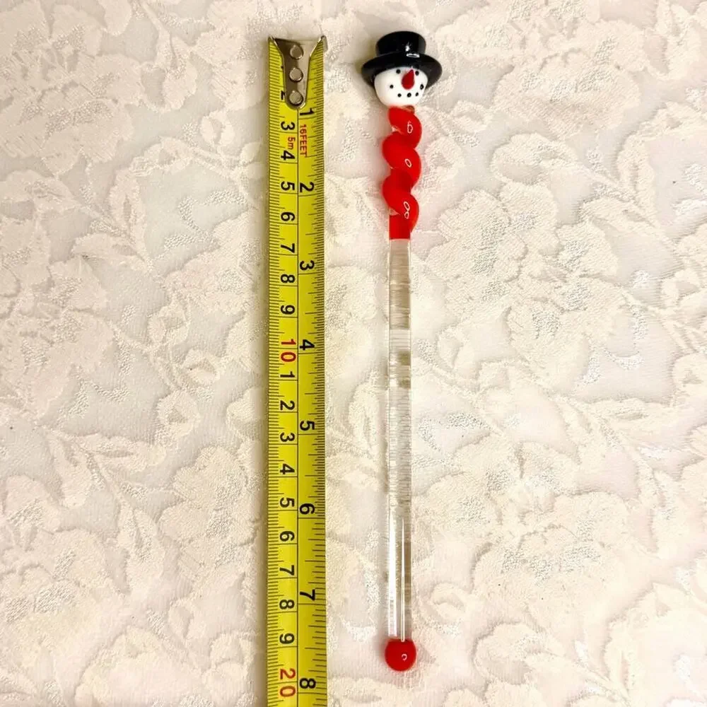 Vintage Glass Snowman Swizzle Sticks Boston Warehouse Cocktail Stirrer Christmas