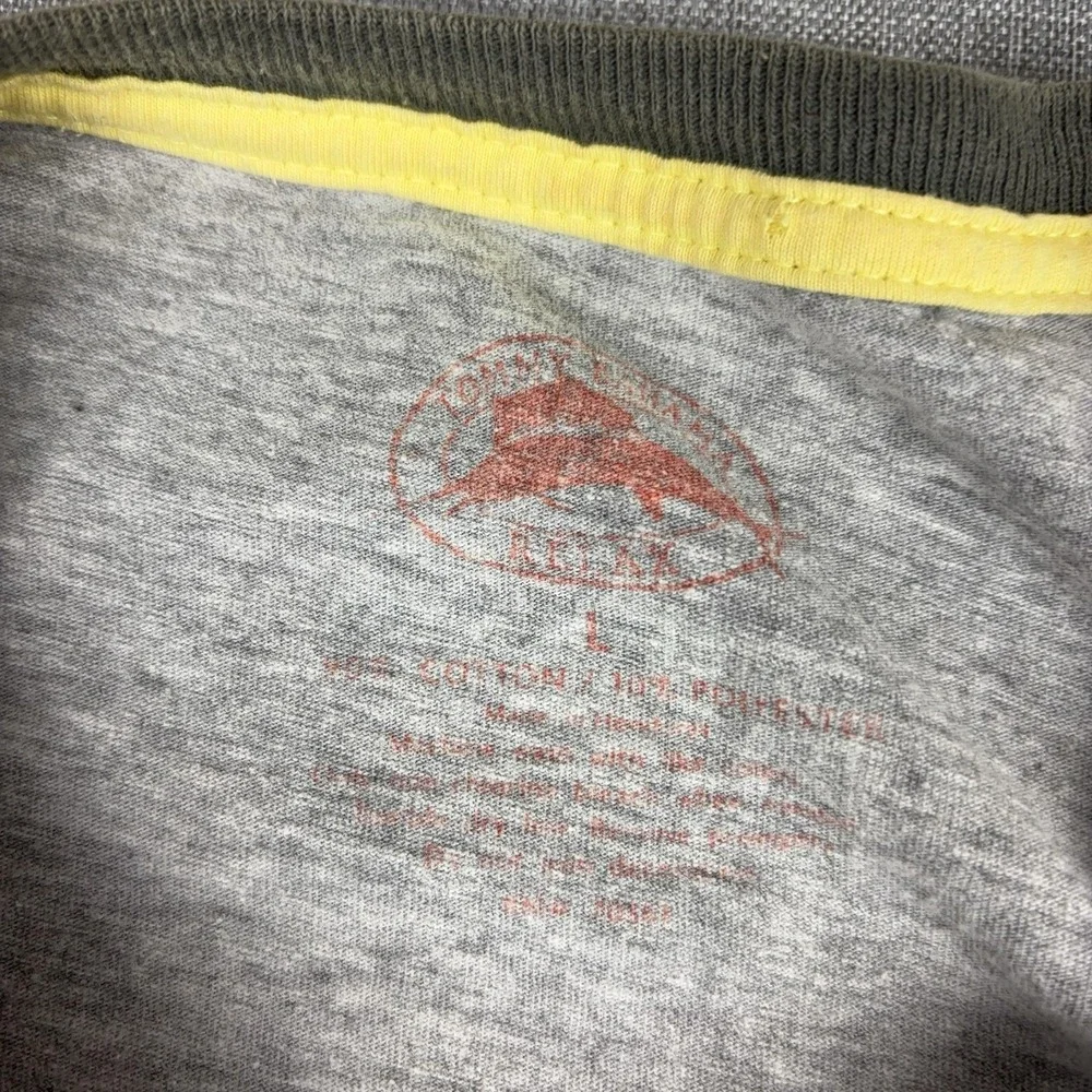 Tommy Bahama Shirt Mens L Gray Lounge Lizard Graphic Ringer Tee Tagless Jersey