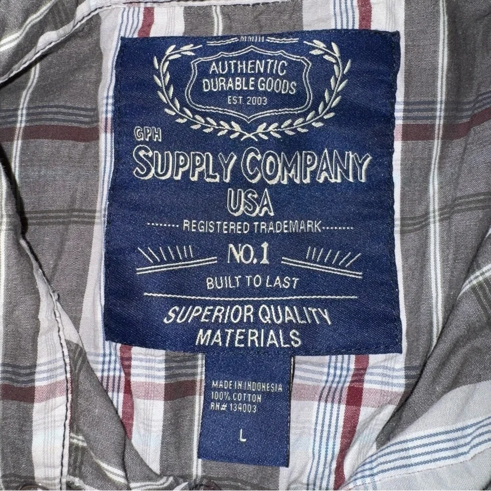 GPH Supply Co Plaid Western Shirt Mens Large Snap Button Cowboy Workwear