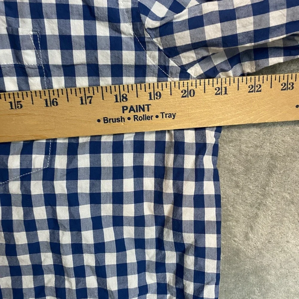 Old Navy Mens Large Classic Shirt Blue Plaid Regular Fit