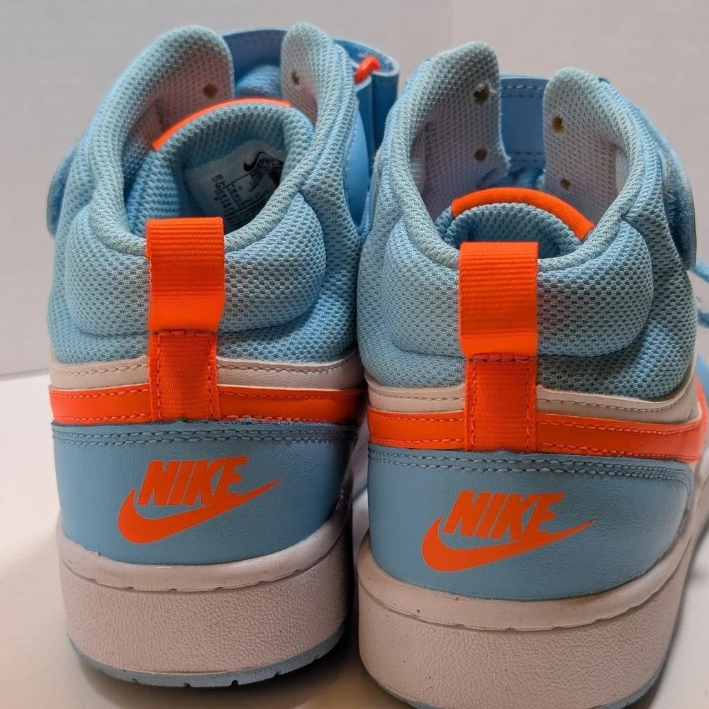 Nike Court Borough Mid 2 Blue Orange High Top Basketball‎ Shoes Kids Size 6Y