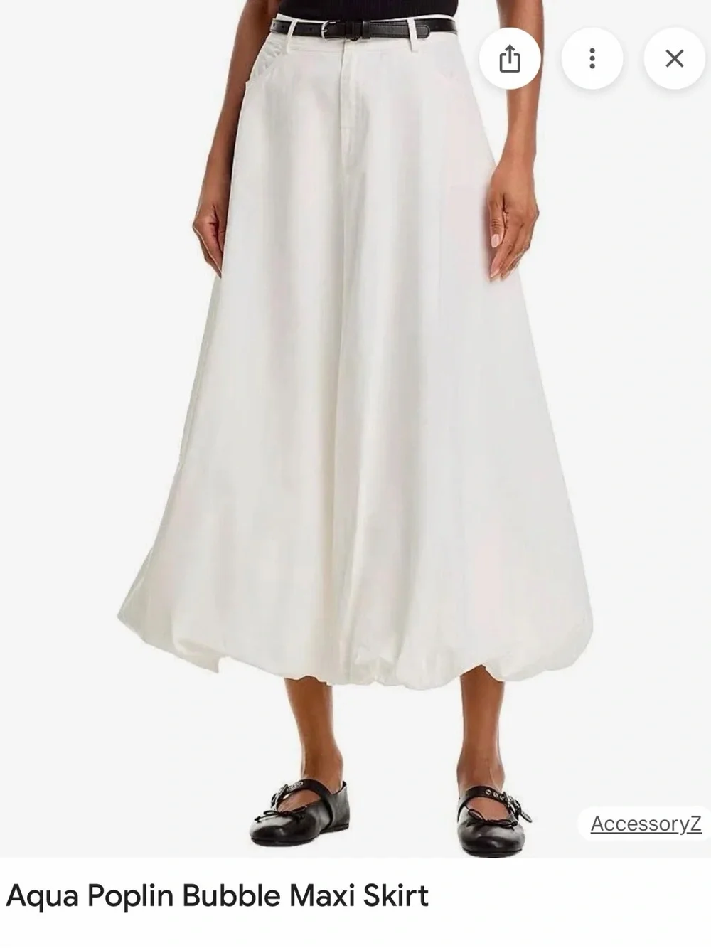 Aqua Bubble-Hem Poplin Maxi Skirt in White
