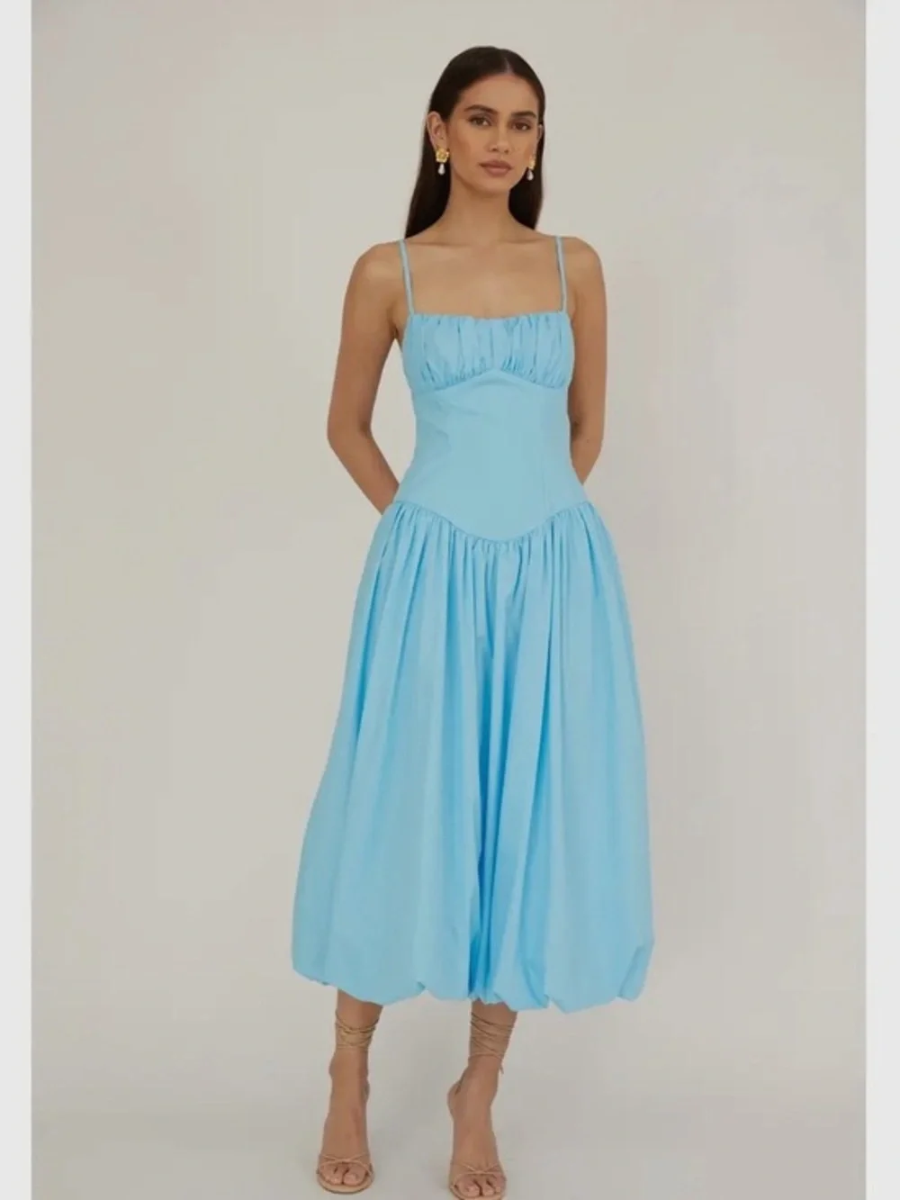 Women’s sky Blue bubble hem Midi Dress