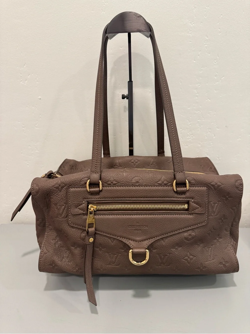 Louis Vuitton Inspiree Taupe Brown Shoulder Bag with Gold Hardware