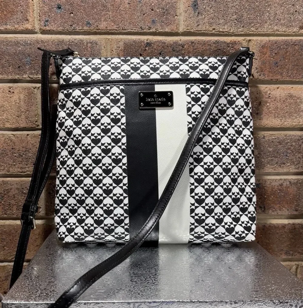 Kate Spade Penn Place Keisha Crossbody Bag Designer Purse Black White