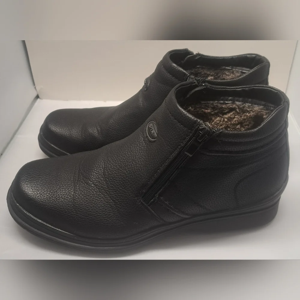 Brix 40 ( 7.5 ) Mens Winter Ankle Boots Faux Fur Lined Zipper Closures