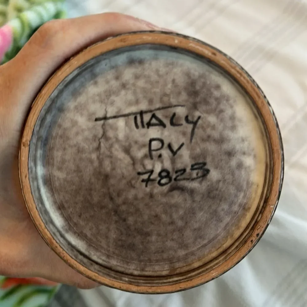 Beautiful Vintage Ceramic Vase from Italy PV. Signed!