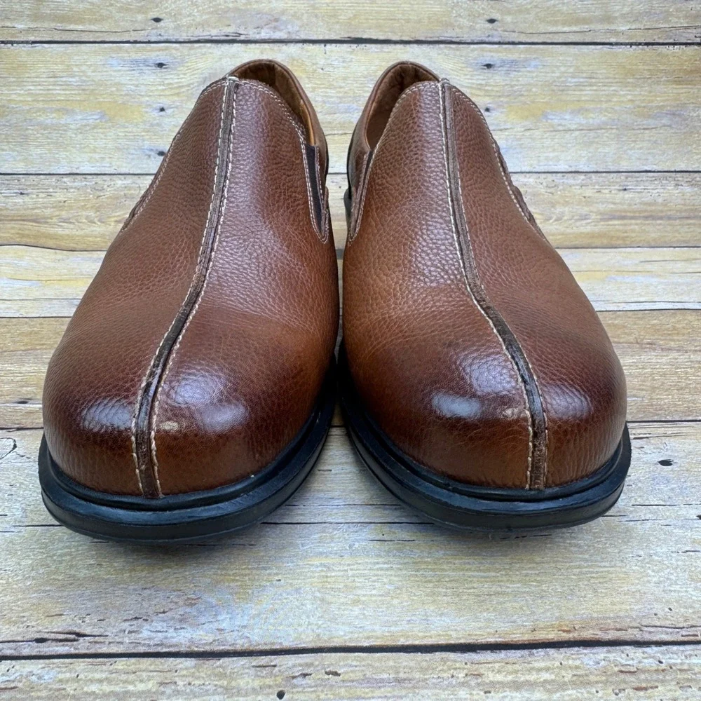 Gravity Defyer Mens Brown Leather Slip On Loafers Comfort Shoes Size 11.5‎ Wide