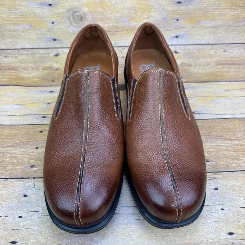 Gravity Defyer Mens Brown Leather Slip On Loafers Comfort Shoes Size 11.5‎ Wide