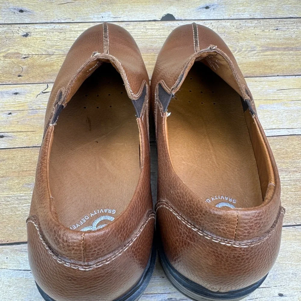 Gravity Defyer Mens Brown Leather Slip On Loafers Comfort Shoes Size 11.5‎ Wide