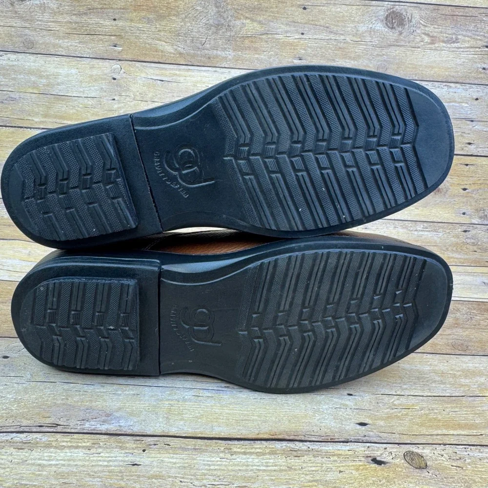 Gravity Defyer Mens Brown Leather Slip On Loafers Comfort Shoes Size 11.5‎ Wide