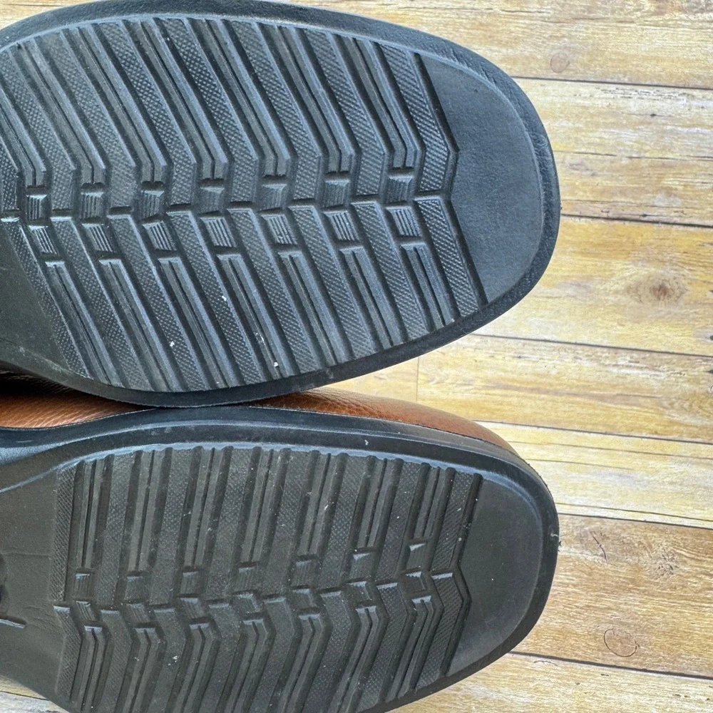Gravity Defyer Mens Brown Leather Slip On Loafers Comfort Shoes Size 11.5‎ Wide