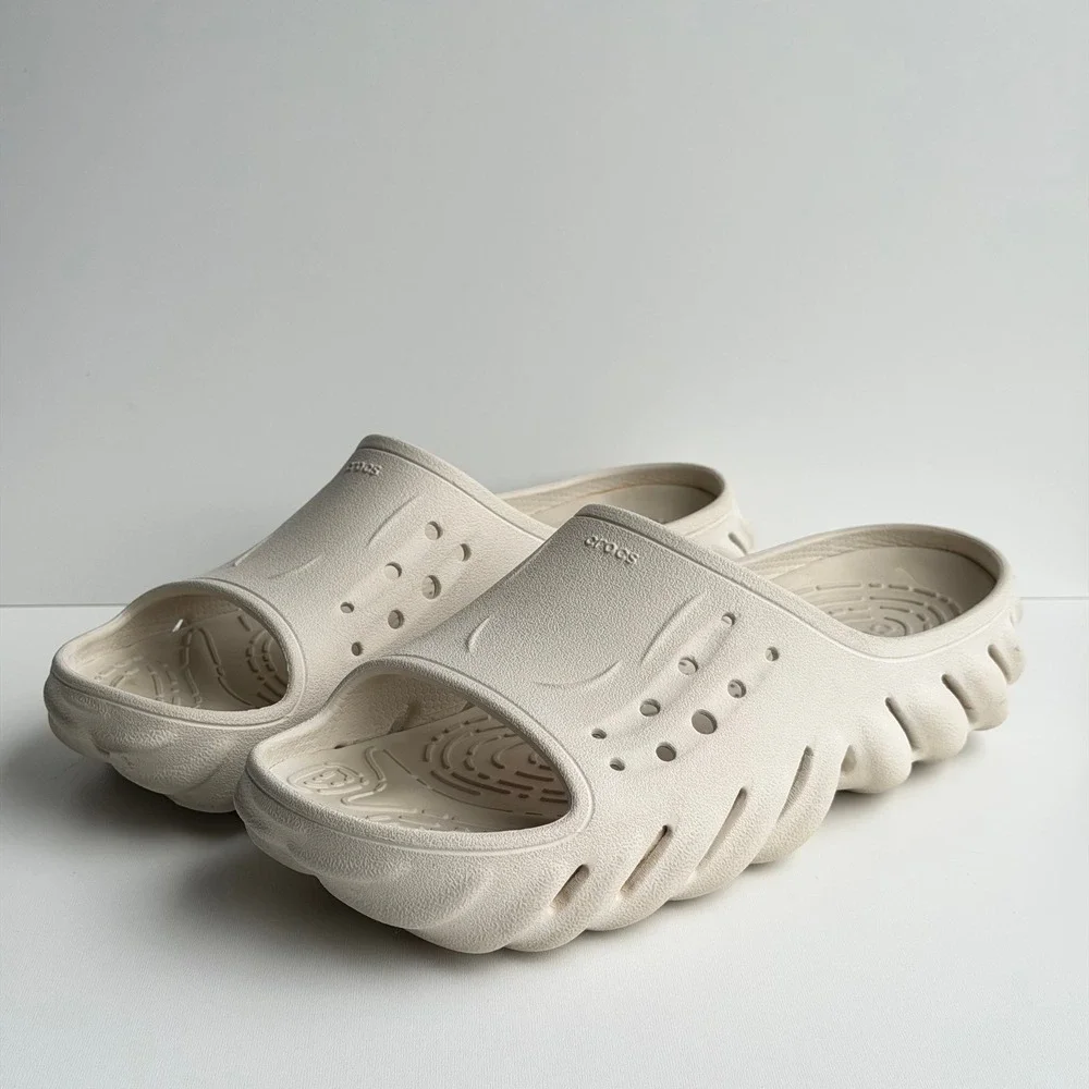 Crocs Echo Slide Men Size 12 Cream Ivory Sporty Streetwear Comfort Sandals