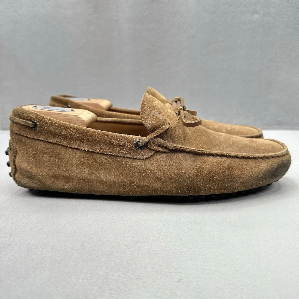 Mens 8.5 / UK 7.5 TOD'S Gommino Driving Loafers Brown Suede Moccasin Tods Shoes