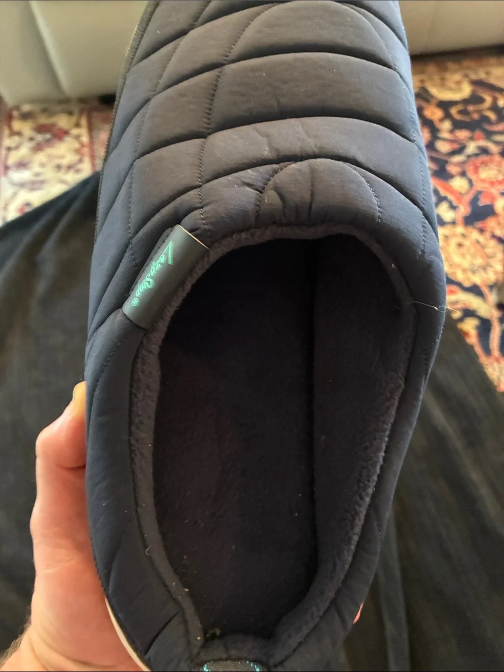 Quilted Slip-On Men's Mule - Navy