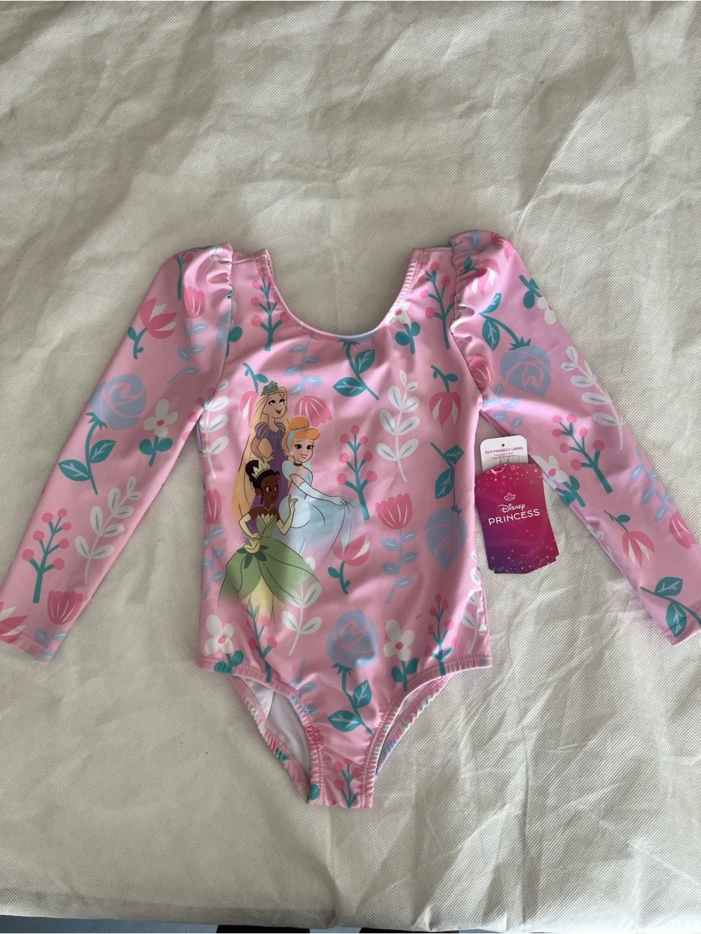 Disney's princess one-piece swimsuit little girls 3T long sleeve pink