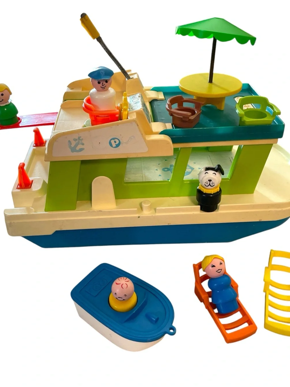 Vintage Fisher Price Little People Happy Houseboat With People and Accessories