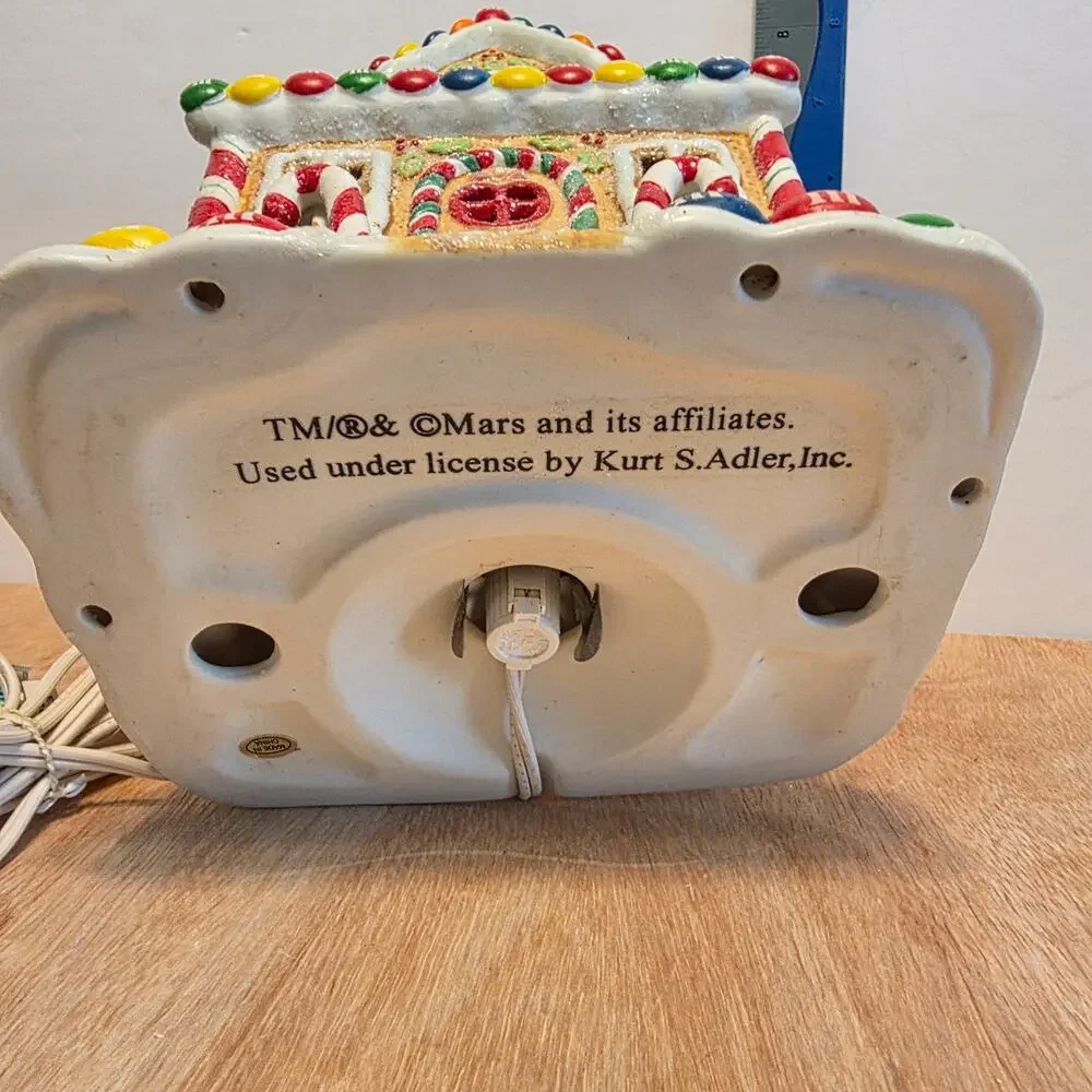 Collectable Kurt Adlers M&M Gingerbread Light-up House Porcelain *' tall 7' wide