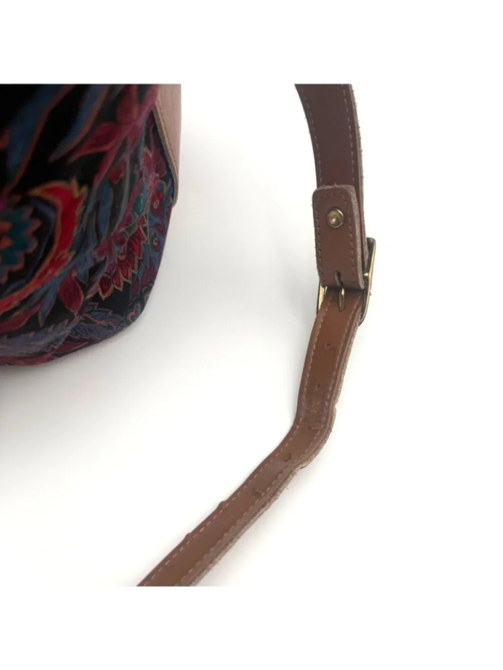 Vintage Richmark Paisley Drawstring Bucket Bag Boho Crossbody Purse USA