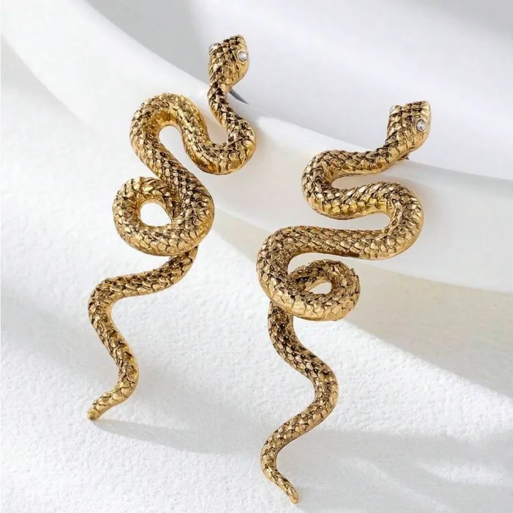 Gold Snake Earrings R45