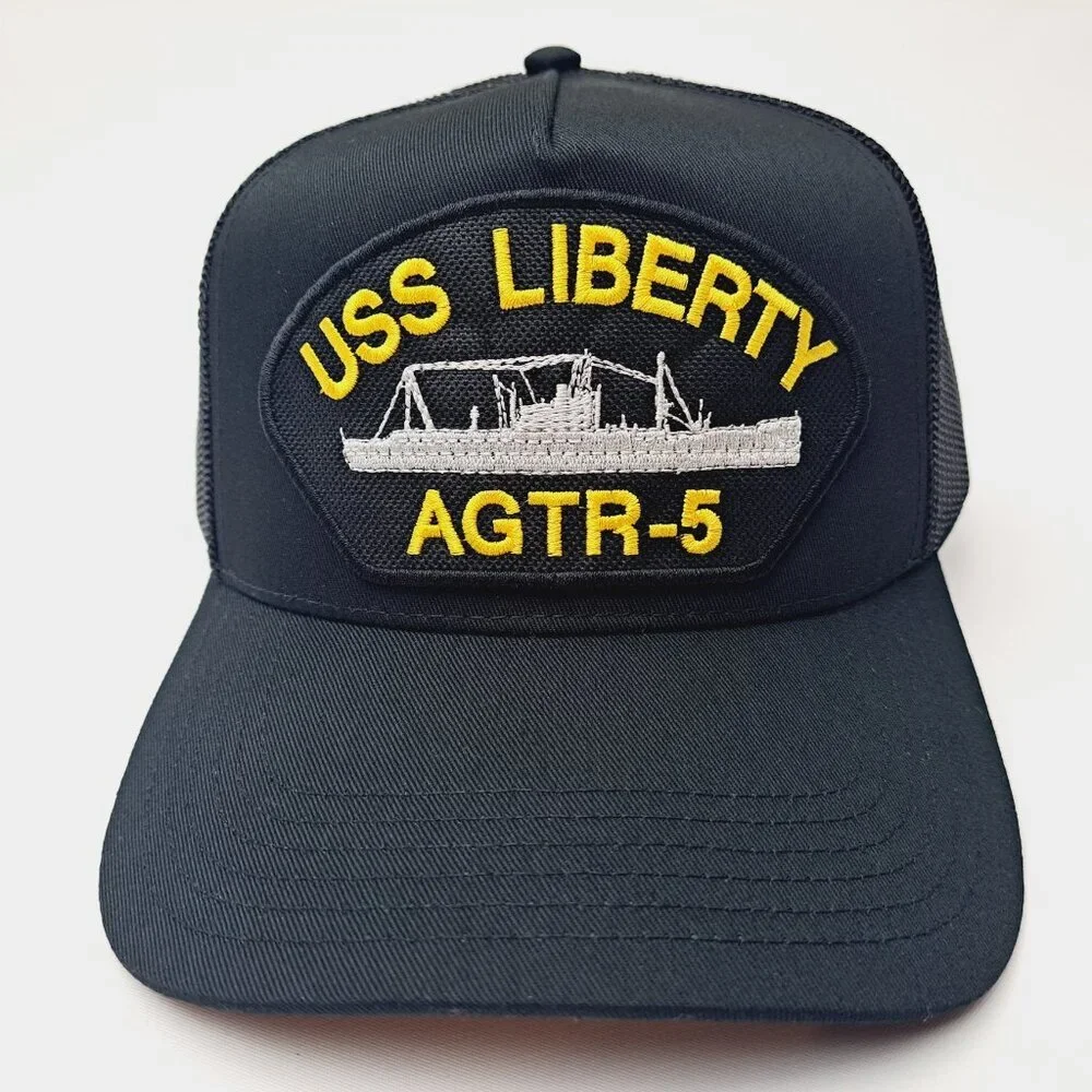 USS Liberty AGTR-5 Patch Hat Baseball Cap Mesh Adjustable Snapback Black