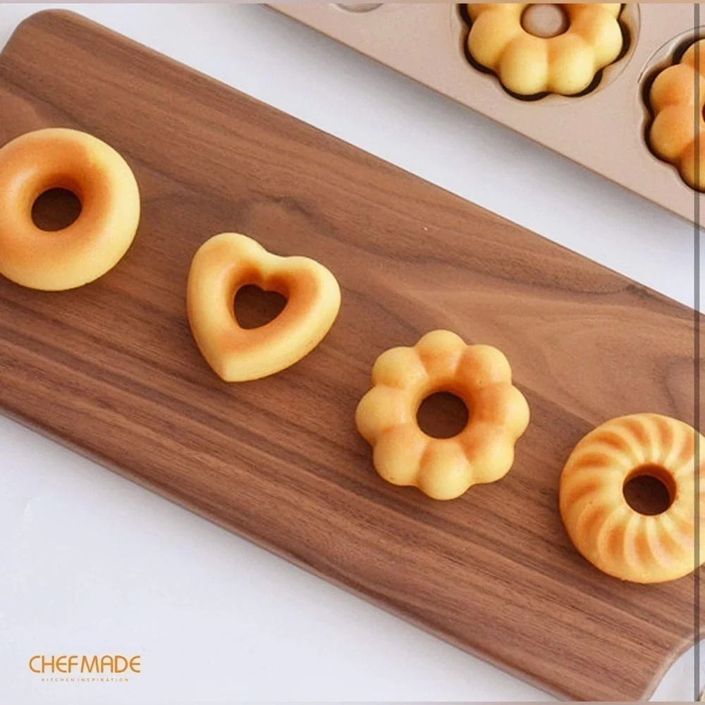 CHEFMADE Non-Stick 12-Cavity Donut Cake Pan – Champagne Gold