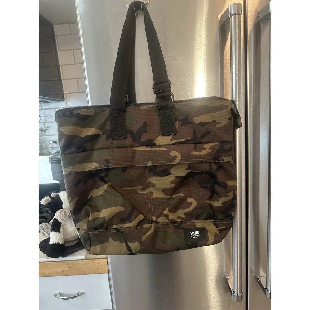 Y2K Vans Daily Backpack Camouflage  Full Zip Close-Media Sleeve  Tote -Backpack